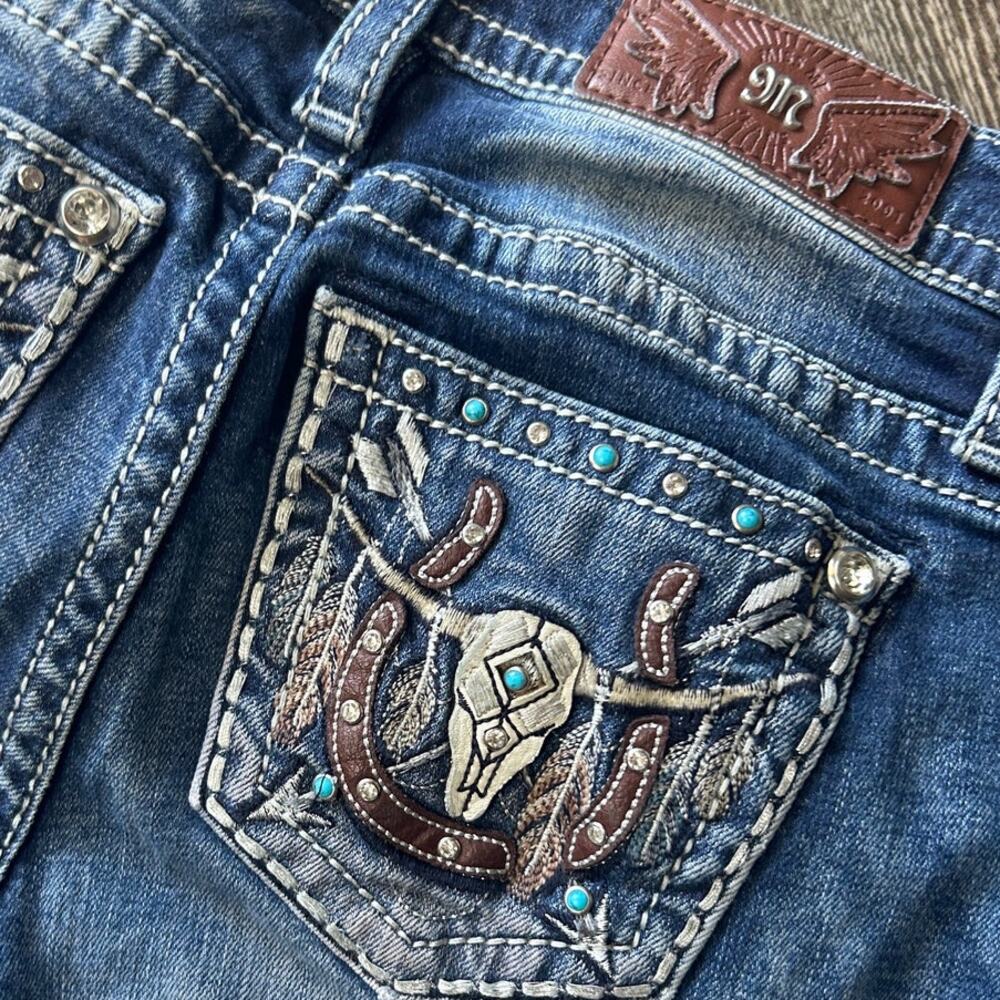 Miss Me Western Skull Horseshoe Bootcut Jeans Size 26 Y2K Outlaw Glam